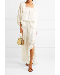 Chloé Ruffled Cotton And Silk Blend Maxi Skirt White