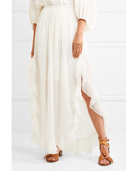 Chloé Ruffled Cotton And Silk Blend Maxi Skirt White