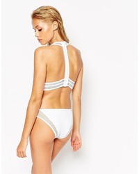 Asos Collection Fishnet Insert Zip Back Triangle Bikini Top