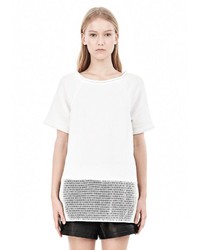 Alexander Wang French Terry Short Sleeve Tee With Mesh