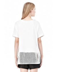 Alexander Wang French Terry Short Sleeve Tee With Mesh