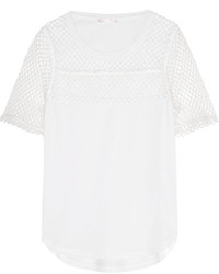 Chloé Mesh Paneled Cotton Jersey T Shirt