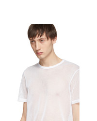 Helmut Lang White Mesh Logo T Shirt