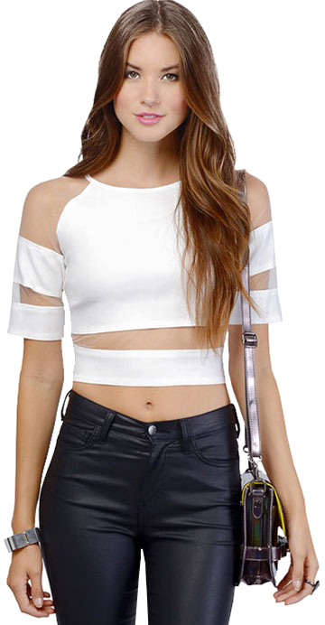 Shoulder Crop White T Shirt, $27 | Romwe Lookastic
