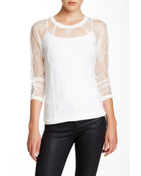 Anne Klein Floral Embroidered Mesh Blouse