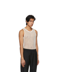 Givenchy Off White Metallized Mesh Slim Fit Tank Top