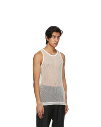Givenchy Off White Metallized Mesh Slim Fit Tank Top