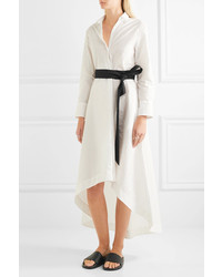 Brunello Cucinelli Belted Cotton Blend Midi Dress White