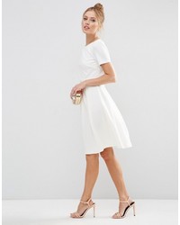 Asos Collection Full Double Layer Midi Dress With Rib Skirt