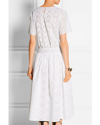 Valentino Cotton Blend Broderie Anglaise Midi Dress