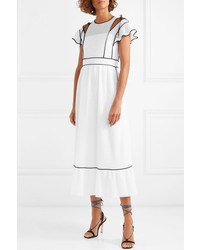 REDVALENTINO Cutout Ruffled Broderie Anglaise Woven Dress
