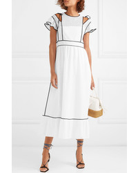 REDVALENTINO Cutout Ruffled Broderie Anglaise Woven Dress