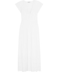 Madewell Dinah Broderie Anglaise Trimmed Linen And Cotton Blend Midi Dress White