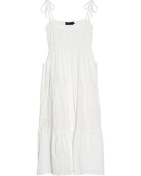Hatch Jessie Broderie Anglaise Trimmed Cotton Midi Dress White