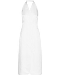 The Row Lieke Silk Satin Halterneck Midi Dress Off White