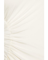 Elizabeth and James Martha Ruched Stretch Silk Midi Dress Ivory