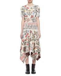 Alexander McQueen Needlepoint Jacquard Handkerchief Hem Midi Dress