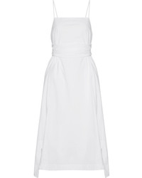 Elizabeth and James Oak Stretch Cotton Poplin Midi Dress White
