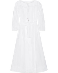 Zimmermann Oleander Lace Trimmed Cotton Voile Midi Dress White
