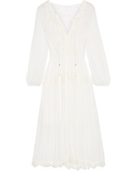Zimmermann Oleander Lace Trimmed Swiss Dot Silk Georgette Midi Dress White