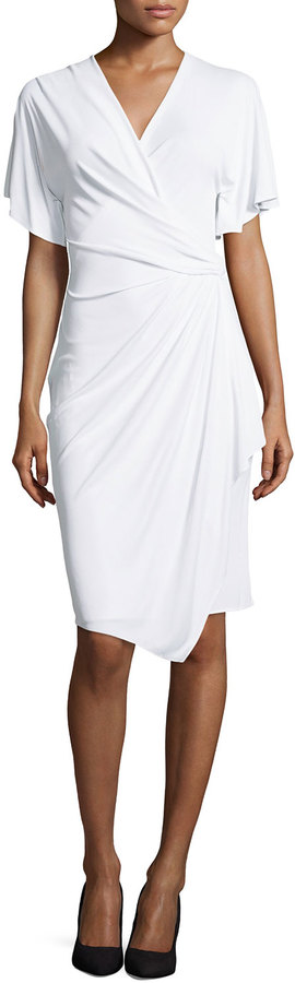 white wrap dress short sleeve