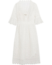 Temperley London Titania Guipure Cotton Lace Midi Dress White