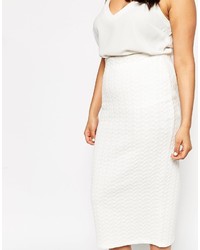 Asos Curve Midi Pencil Skirt In Cable Texture