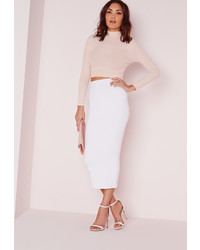 Missguided Longline Jersey Midi Skirt White
