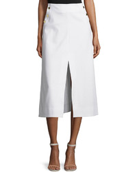 Tanya Taylor Designs Ines Stretch Twill Midi Skirt White