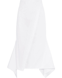 Sid Neigum Wrap Effect Stretch Cotton Poplin Midi Skirt