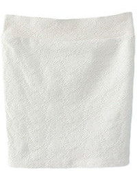 Romwe Lace Panel Elastic Bodycon White Skirt
