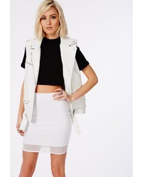 Missguided Mesh Hem Mini Skirt White