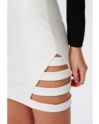 Missguided Cage Side Faux Leather Mini Skirt White