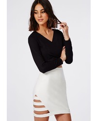Missguided Cage Side Faux Leather Mini Skirt White