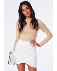 Missguided Gathered Wrap Mini Skirt White