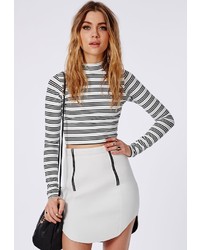 Missguided Neoprene Zip Detail Mini Skirt White