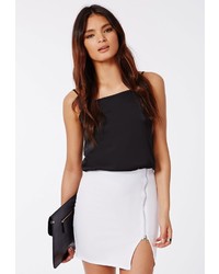 Missguided Perena Zip Side Split Mini Skirt White