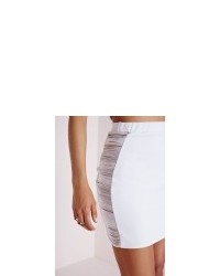 Missguided Side Fringing Mini Skirt White