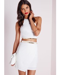 Missguided Skinny Chain Wrap Mini Skirt White