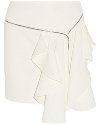 Jay Ahr Zip Trimmed Ruffled Crepe Mini Skirt