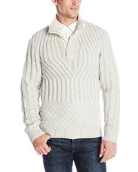 Calvin Klein Cotton Acrylic Rib Button Mock Sweater