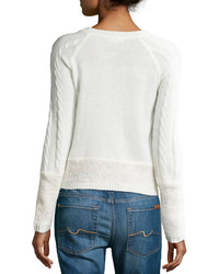 Design History Cable Looped Knit Crop Sweater Winter White