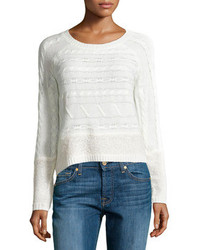 Design History Cable Looped Knit Crop Sweater Winter White