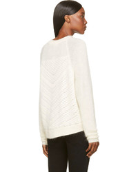 Helmut Lang Cream Mohair Veiled Sweater
