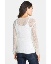 Eileen Fisher Hand Knit Mohair Blend Scoop Neck Sweater