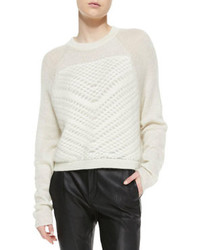 Helmut Lang Mixed Knit Fuzzy Pullover