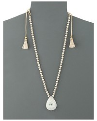 Chan Luu 18k Gold Plated Sterling Silver Adjustable Necklace W Tassels Drop Semi Precious Stone Necklace