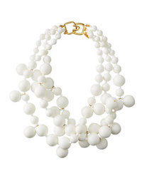 Kenneth Jay Lane Beaded Cluster Necklace White
