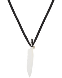Ann Demeulemeester White Ribbon Feather Necklace