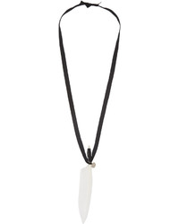 Ann Demeulemeester White Ribbon Feather Necklace